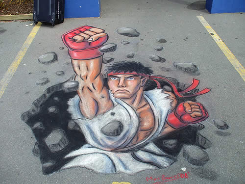 Pintura de Ryu en la calle