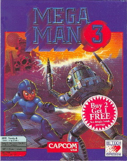 Nuevamente calcaron la portada de Mega Man 3 y eso que Spark Man no aparece.